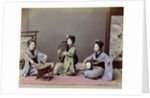 Three Japanese Girls Playing Traditional Japanese Instruments by Anonymous