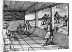 Illustration of Indoor Tennis from Orbis Sensualium Pictus by Anonymous