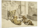 Morning Engraving of Pets Assembled Beside a Breakfast Table by Anonymous