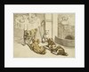 Morning Engraving of Pets Assembled Beside a Breakfast Table by Anonymous