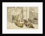 Morning Engraving of Pets Assembled Beside a Breakfast Table by Anonymous
