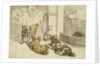 Morning Engraving of Pets Assembled Beside a Breakfast Table by Anonymous