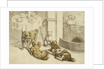 Morning Engraving of Pets Assembled Beside a Breakfast Table by Anonymous