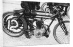 Motorcyclist Holding Rudge Motorcycle by Anonymous