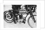 Motorcyclist Holding Rudge Motorcycle by Anonymous