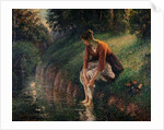 Young Woman Bathing Her Feet in a Brook by Camille Pissarro