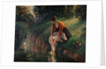 Young Woman Bathing Her Feet in a Brook by Camille Pissarro