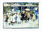 Watercolor of Girls Walking Along the Boardwalk by Maurice Brazil Prendergast