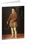 Italian Baroque Portrait of Boy with Racquet and Ball by Anonymous