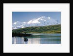 Mount McKinley and Feeding Moose by Anonymous