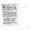 Revolutionary War Broadside Addressed to Whigs by Anonymous