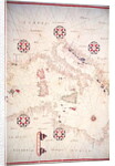 Vellum Chart of Italy and Central Mediterranean by Oliva