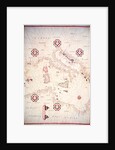 Vellum Chart of Italy and Central Mediterranean by Oliva