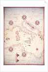Vellum Chart of Italy and Central Mediterranean by Oliva
