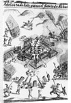 Print of De Soto's Capture of an Indian Fortified Town by Anonymous