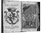 Coat of Arms of Colleredo-Meinz and Wallese Family and Three Men With New Drinks From Their Country of Origin by Anonymous