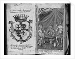Coat of Arms of Colleredo-Meinz and Wallese Family and Three Men With New Drinks From Their Country of Origin by Anonymous