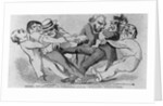 Political Cartoon Enttitled, "Rebel Enlistment-A'Willing Voluteer.'" Shows man Being Forced, 1862 by Anonymous