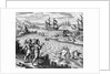 Two Mermaids With Men on an Island by Theodor de Bry From America by Anonymous