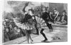 Burlesque Dancer and Admirer on Stage by Anonymous
