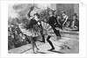 Burlesque Dancer and Admirer on Stage by Anonymous