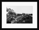 Engine Moving Through a Rail Yard by Anonymous