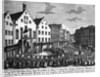Paying Homage to Emperor Francis I in Romerberg Square Engraving by W.C. Mayr After a Drawing by Johann Georg Funck