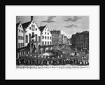 Paying Homage to Emperor Francis I in Romerberg Square Engraving by W.C. Mayr After a Drawing by Johann Georg Funck
