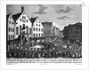 Paying Homage to Emperor Francis I in Romerberg Square Engraving by W.C. Mayr After a Drawing by Johann Georg Funck
