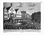 Paying Homage to Emperor Francis I in Romerberg Square Engraving by W.C. Mayr After a Drawing by Johann Georg Funck