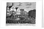 Paying Homage to Emperor Francis I in Romerberg Square Engraving by W.C. Mayr After a Drawing by Johann Georg Funck