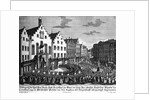Paying Homage to Emperor Francis I in Romerberg Square Engraving by W.C. Mayr After a Drawing by Johann Georg Funck