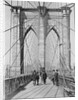 New York and Brooklyn Bridge; (People standing and walking on) Manhattan Tower by George P. Hall