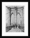 New York and Brooklyn Bridge; (People standing and walking on) Manhattan Tower by George P. Hall