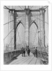 New York and Brooklyn Bridge; (People standing and walking on) Manhattan Tower by George P. Hall