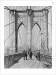 New York and Brooklyn Bridge; (People standing and walking on) Manhattan Tower by George P. Hall