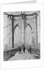 New York and Brooklyn Bridge; (People standing and walking on) Manhattan Tower by George P. Hall