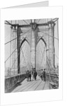 New York and Brooklyn Bridge; (People standing and walking on) Manhattan Tower by George P. Hall