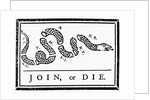 Join, or Die Political Cartoon by Benjamin Franklin