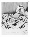THE STAMP ACT. (ARM "MOLOTOV" STAMPING "NO" ON VARIOUS DOCUMENTS by Anonymous