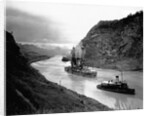 Battleship Moving Through Panama Canal, 1915 by Anonymous