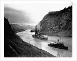 Battleship Moving Through Panama Canal, 1915 by Anonymous