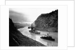 Battleship Moving Through Panama Canal, 1915 by Anonymous
