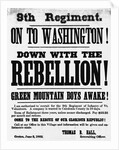 Civil War Poster Seeking Vermont 9th Infantry Recruits by Anonymous