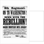Civil War Poster Seeking Vermont 9th Infantry Recruits by Anonymous
