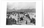 Galata Bridge Spanning Golden Horn to Blue Mosque by Anonymous