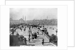 Galata Bridge Spanning Golden Horn to Blue Mosque by Anonymous
