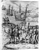 Eighteenth Century Etching of Christopher Columbus on Hispanola by Anonymous