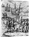 Eighteenth Century Etching of Christopher Columbus on Hispanola by Anonymous
