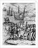Eighteenth Century Etching of Christopher Columbus on Hispanola by Anonymous